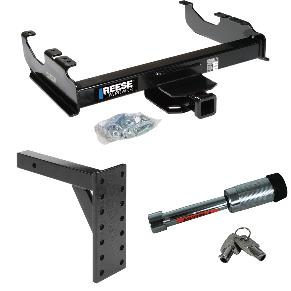 Fits 1988-1991 Chevrolet K3500 Trailer Hitch Tow PKG w/ 7 Hole Pintle Hook Mounting Plate + Hitch Lock (For Crew Cab Models) By Reese Towpower