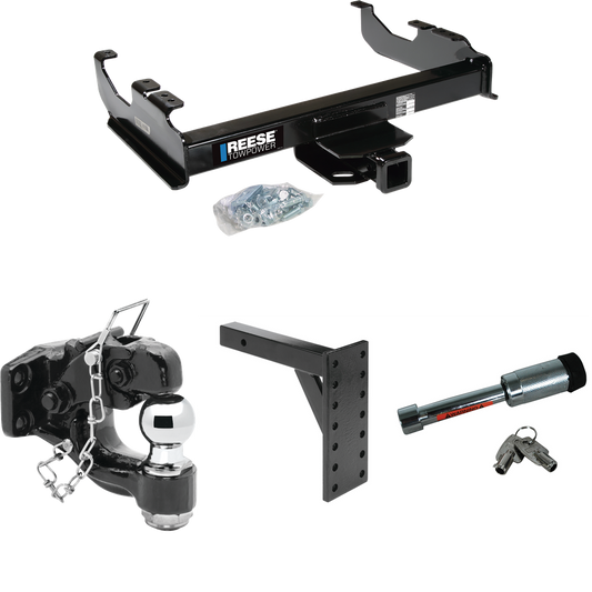Fits 1963-1984 Chevrolet C20 Trailer Hitch Tow PKG w/ 7 Hole Pintle Hook Mounting Plate + Pintle Hook & 2" Ball Combination + Hitch Lock By Reese Towpower