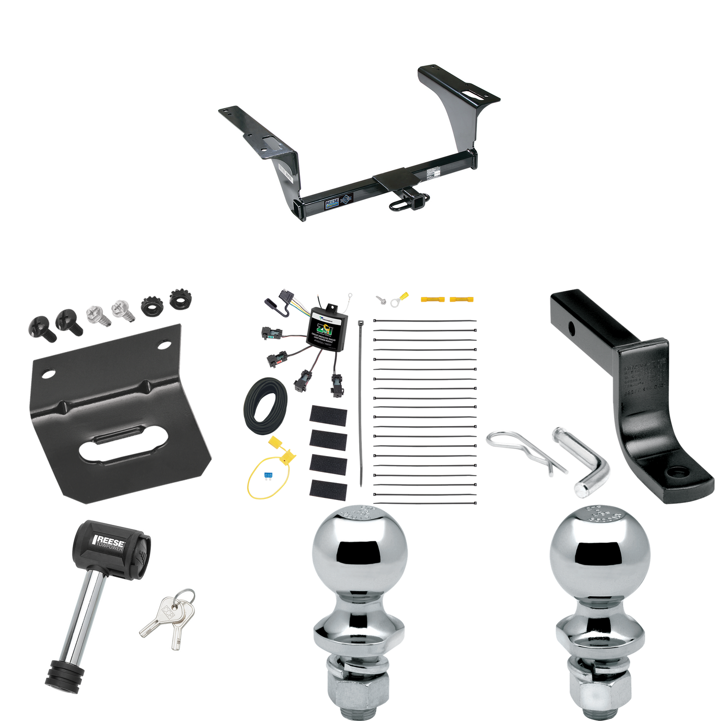 Fits 2010-2014 Subaru Legacy Trailer Hitch Tow PKG w/ 4-Flat Zero Contact "No Splice" Wiring Harness + Draw-Bar + 1-7/8" + 2" Ball + Wiring Bracket + Hitch Lock (For Sedan Models) By Reese Towpower