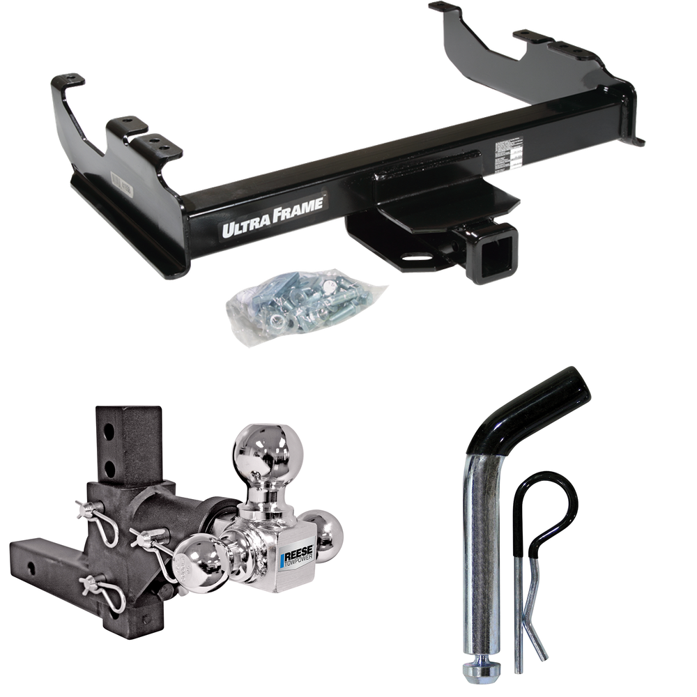 Fits 1979-1984 GMC K2500 Trailer Hitch Tow PKG w/ Adjustable Drop Rise Triple Ball Ball Mount 1-7/8" & 2" & 2-5/16" Trailer Balls + Pin/Clip By Draw-Tite