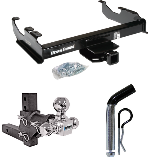 Fits 1979-1984 GMC K2500 Trailer Hitch Tow PKG w/ Adjustable Drop Rise Triple Ball Ball Mount 1-7/8" & 2" & 2-5/16" Trailer Balls + Pin/Clip By Draw-Tite