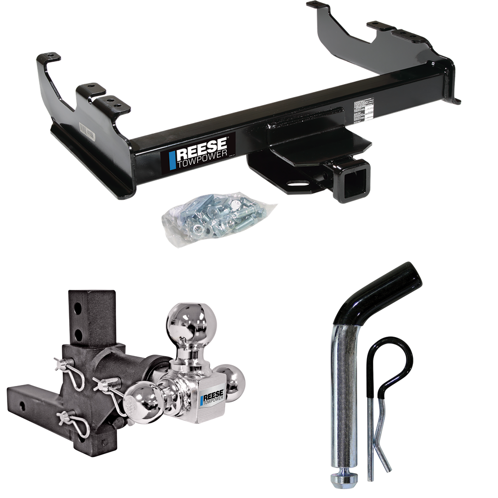 Fits 1963-1984 Chevrolet C10 Trailer Hitch Tow PKG w/ Adjustable Drop Rise Triple Ball Ball Mount 1-7/8" & 2" & 2-5/16" Trailer Balls + Pin/Clip By Reese Towpower