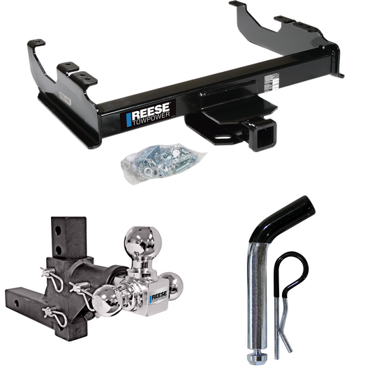 Fits 1963-1984 Chevrolet C10 Trailer Hitch Tow PKG w/ Adjustable Drop Rise Triple Ball Ball Mount 1-7/8" & 2" & 2-5/16" Trailer Balls + Pin/Clip By Reese Towpower