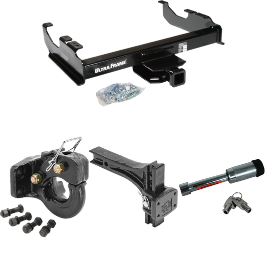 Fits 1963-1984 Chevrolet C20 Trailer Hitch Tow PKG w/ Adjustable Pintle Hook Mounting Plate + 10K Pintle Hook + Hitch Lock By Draw-Tite