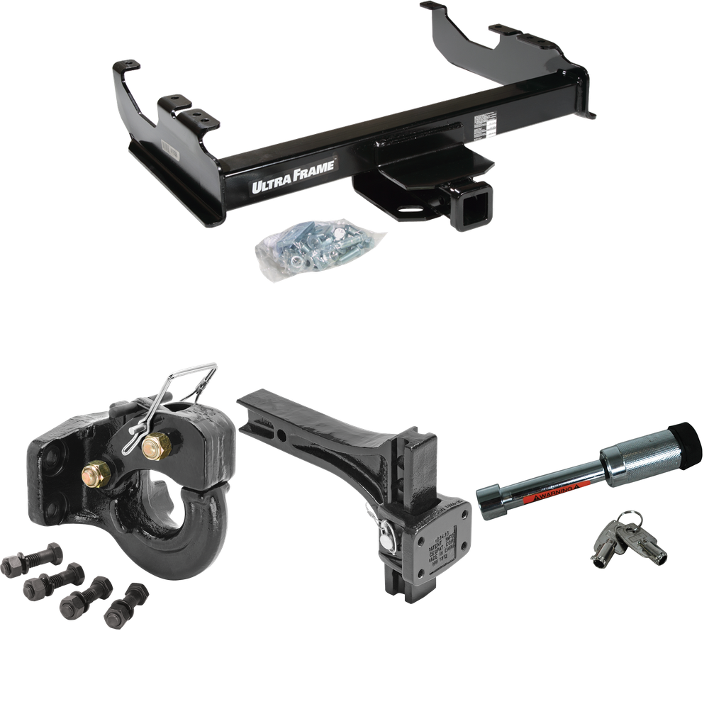 Fits 1979-1984 GMC K1500 Trailer Hitch Tow PKG w/ Adjustable Pintle Hook Mounting Plate + 10K Pintle Hook + Hitch Lock By Draw-Tite