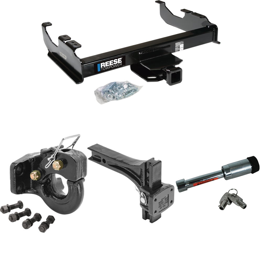 Fits 1979-1984 GMC K2500 Trailer Hitch Tow PKG w/ Adjustable Pintle Hook Mounting Plate + 10K Pintle Hook + Hitch Lock By Reese Towpower