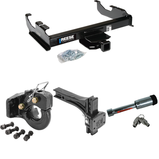 Fits 1979-1984 GMC K2500 Trailer Hitch Tow PKG w/ Adjustable Pintle Hook Mounting Plate + 10K Pintle Hook + Hitch Lock By Reese Towpower