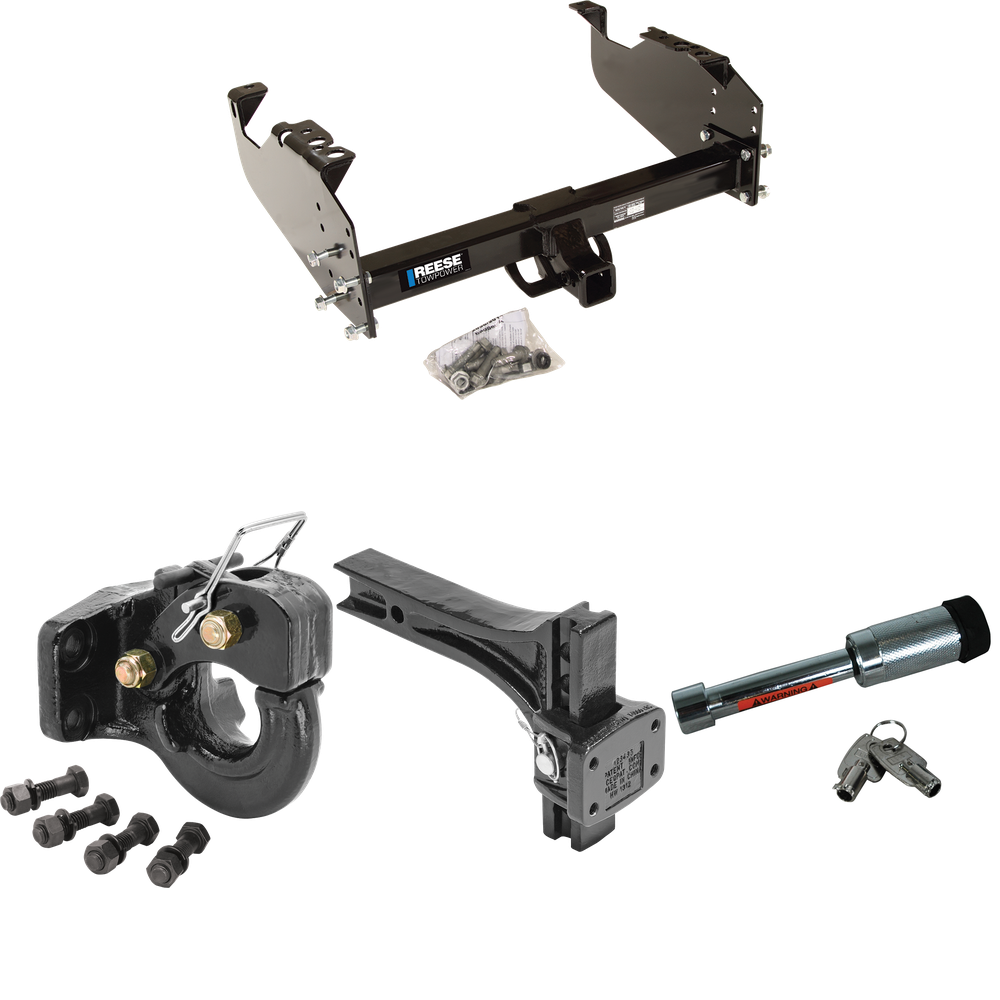 Fits 1973-1974 Chevrolet K30 Trailer Hitch Tow PKG w/ Adjustable Pintle Hook Mounting Plate + 10K Pintle Hook + Hitch Lock By Reese Towpower