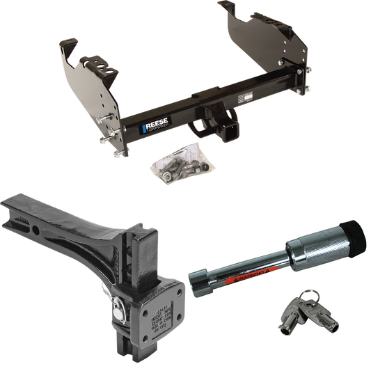 Fits 1988-2000 GMC K3500 Trailer Hitch Tow PKG w/ Adjustable Pintle Hook Mounting Plate + Hitch Lock (For w/34" Wide Frames Models) By Reese Towpower