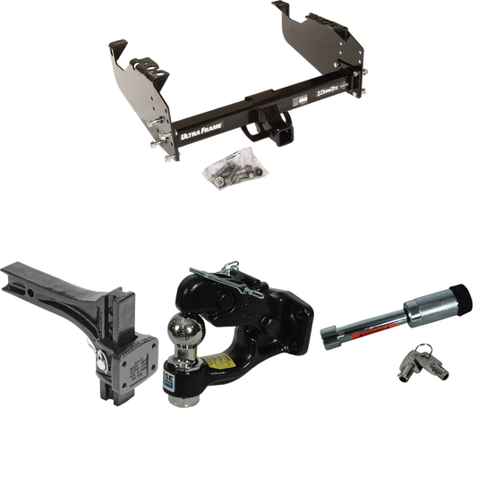 Fits 1963-1965 GMC 1500 Series Trailer Hitch Tow PKG w/ Adjustable Pintle Hook Mounting Plate + Pintle Hook & 1-7/8" Ball Combination + Hitch Lock By Draw-Tite