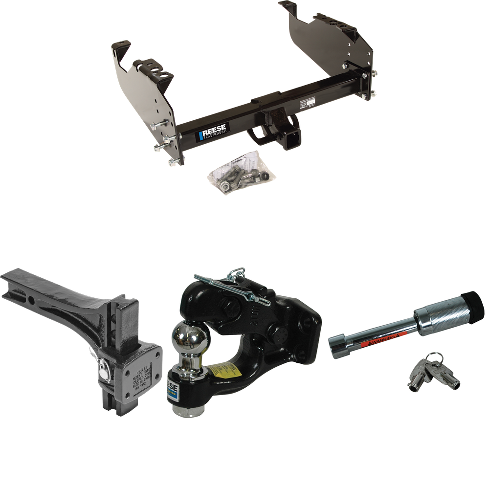 Fits 1963-1984 Chevrolet C30 Trailer Hitch Tow PKG w/ Adjustable Pintle Hook Mounting Plate + Pintle Hook & 1-7/8" Ball Combination + Hitch Lock By Reese Towpower