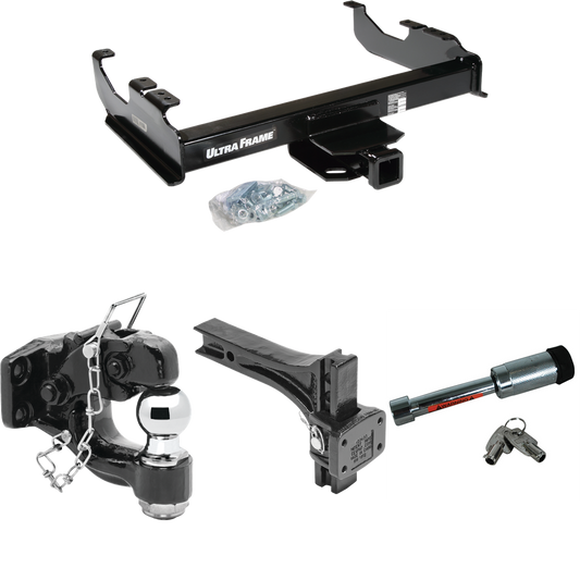 Fits 1979-1984 GMC K1500 Trailer Hitch Tow PKG w/ Adjustable Pintle Hook Mounting Plate + Pintle Hook & 2" Ball Combination + Hitch Lock By Draw-Tite