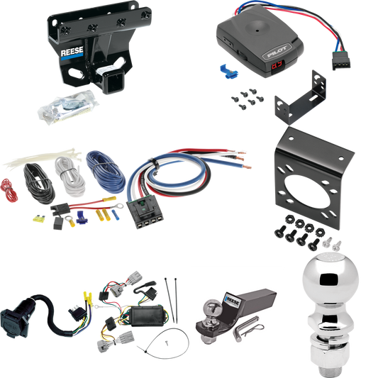 Fits 2005-2006 Jeep Grand Cherokee Trailer Hitch Tow PKG w/ Pro Series Pilot Brake Control + Generic BC Wiring Adapter + 7-Way RV Wiring + 2" & 2-5/16" Ball & Drop Mount (Excludes: SRT-8 Models) By Reese Towpower