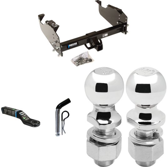 Fits 2011-2012 RAM 3500 Trailer Hitch Tow PKG w/ Ball Mount w/ 2" Drop + Pin/Clip + 2" Ball + 2-5/16" Ball (For Cab & Chassis, w/34" Wide Frames Models) By Reese Towpower