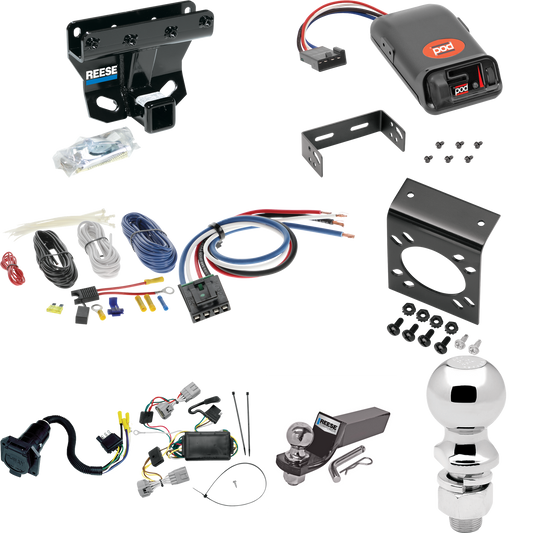 Fits 2005-2006 Jeep Grand Cherokee Trailer Hitch Tow PKG w/ Pro Series POD Brake Control + Generic BC Wiring Adapter + 7-Way RV Wiring + 2" & 2-5/16" Ball & Drop Mount (Excludes: SRT-8 Models) By Reese Towpower