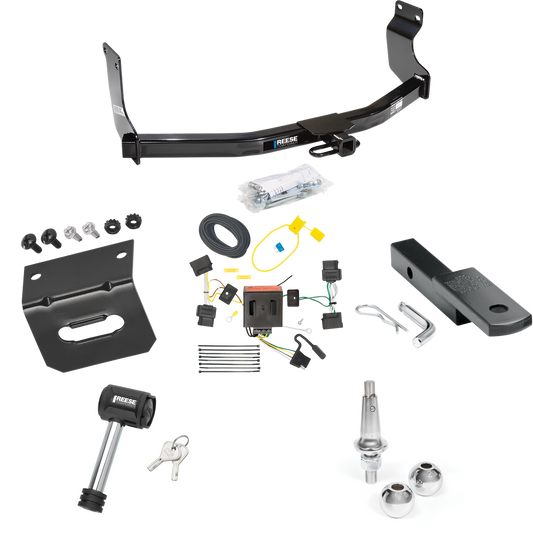 Fits 2008-2011 Mazda Tribute Trailer Hitch Tow PKG w/ 4-Flat Wiring Harness + Draw-Bar + Interchangeable 1-7/8" & 2" Balls + Wiring Bracket + Hitch Lock By Reese Towpower