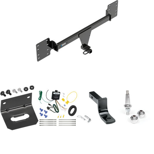 Fits 2012-2023 Tesla S Trailer Hitch Tow PKG w/ 4-Flat Wiring Harness + Draw-Bar + Interchangeable 1-7/8" & 2" Balls + Wiring Bracket By Reese Towpower