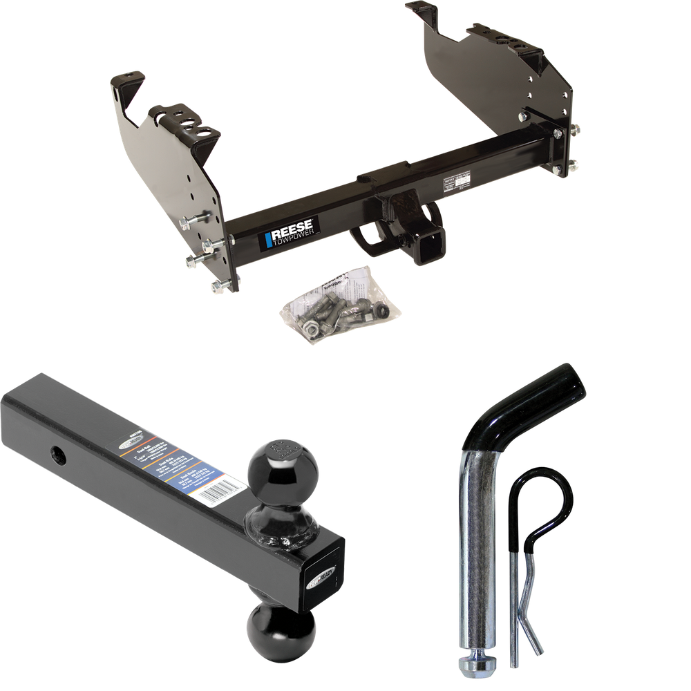 Fits 1985-1986 GMC K1500 Trailer Hitch Tow PKG w/ Dual Ball Ball Mount 2" & 2-5/16" Trailer Balls + Pin/Clip (For w/34" Wide Frames Models) By Reese Towpower