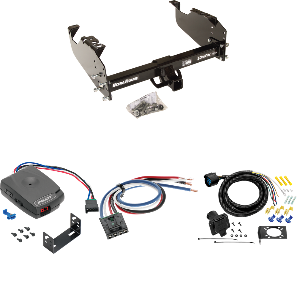 Fits 1979-1984 GMC K2500 Trailer Hitch Tow PKG w/ Pro Series Pilot Brake Control + Generic BC Wiring Adapter + 7-Way RV Wiring By Draw-Tite