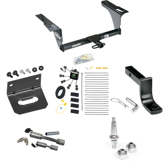 Fits 2010-2014 Subaru Legacy Trailer Hitch Tow PKG w/ 4-Flat Zero Contact "No Splice" Wiring Harness + Draw-Bar + Interchangeable 1-7/8" & 2" Balls + Wiring Bracket + Dual Hitch & Coupler Locks (For Sedan Models) By Draw-Tite