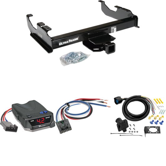 Fits 1985-2000 GMC K2500 Trailer Hitch Tow PKG w/ Tekonsha BRAKE-EVN Brake Control + Generic BC Wiring Adapter + 7-Way RV Wiring (For w/34" Wide Frames Models) By Draw-Tite