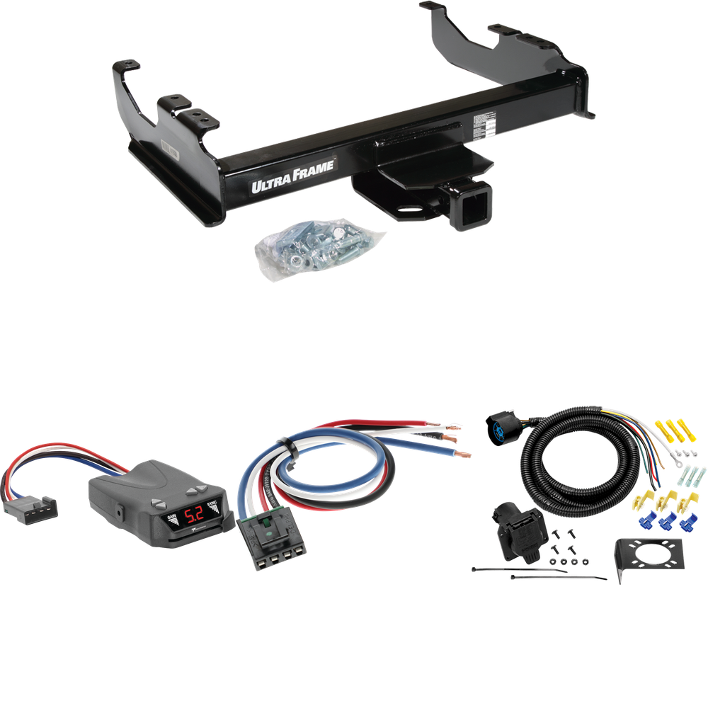 Fits 1985-2000 GMC K2500 Trailer Hitch Tow PKG w/ Tekonsha Brakeman IV Brake Control + Generic BC Wiring Adapter + 7-Way RV Wiring (For w/34" Wide Frames Models) By Draw-Tite