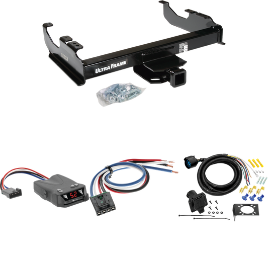 Fits 1985-2000 GMC K2500 Trailer Hitch Tow PKG w/ Tekonsha Brakeman IV Brake Control + Generic BC Wiring Adapter + 7-Way RV Wiring (For w/34" Wide Frames Models) By Draw-Tite