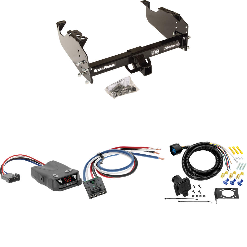 Fits 1988-1991 Chevrolet C2500 Trailer Hitch Tow PKG w/ Tekonsha Brakeman IV Brake Control + Generic BC Wiring Adapter + 7-Way RV Wiring (For Crew Cab Models) By Draw-Tite