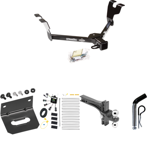 Fits 2005-2007 Subaru Outback Trailer Hitch Tow PKG w/ 4-Flat Zero Contact "No Splice" Wiring Harness + Dual Adjustable Drop Rise Ball Ball Mount 2" & 2-5/16" Trailer Balls + Pin/Clip + Wiring Bracket (For Sedan, Except Sport Models) By Draw-Tite