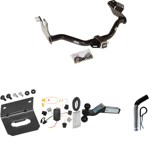 Fits 2005-2007 Ford Escape Trailer Hitch Tow PKG w/ 4-Flat Wiring Harness + Dual Ball Ball Mount 2" & 2-5/16" Trailer Balls + Pin/Clip +  Wiring Bracket By Reese Towpower