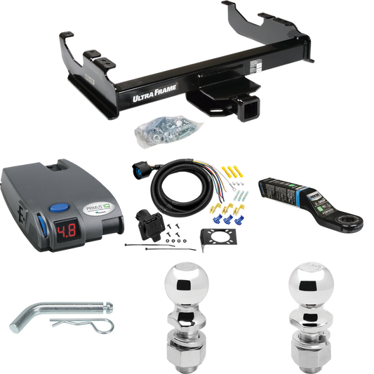 Fits 1985-1986 GMC K1500 Trailer Hitch Tow PKG w/ Tekonsha Primus IQ Brake Control + 7-Way RV Wiring + 2" & 2-5/16" Ball & Drop Mount (For w/34" Wide Frames Models) By Draw-Tite