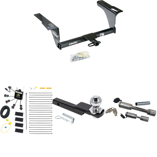 Fits 2010-2014 Subaru Legacy Trailer Hitch Tow PKG w/ 4-Flat Zero Contact "No Splice" Wiring Harness + Interlock Starter Kit w/ 2" Ball 1-1/4" Drop 3/4" Rise + Dual Hitch & Coupler Locks (For Sedan Models) By Draw-Tite