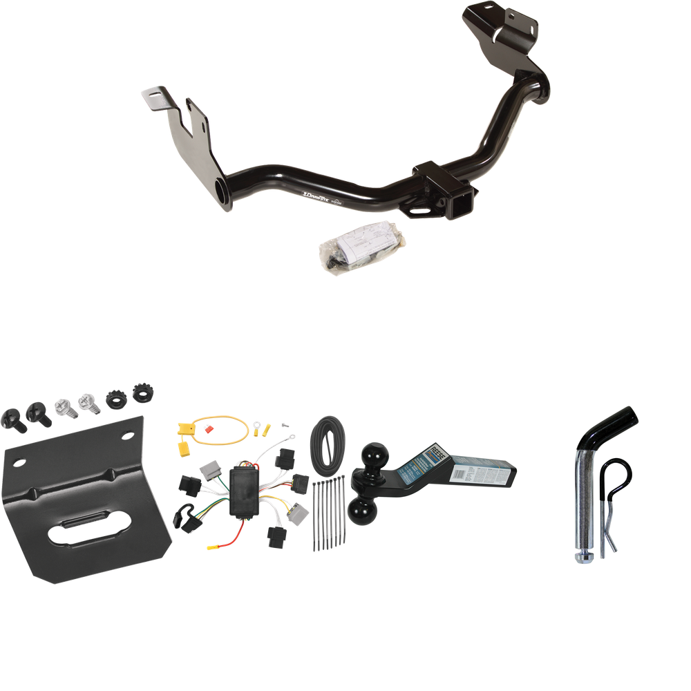 Se adapta al paquete de enganche de remolque Mazda Tribute 2005-2006 con arnés de cableado de 4 planos + soporte de bola doble bolas de remolque de 2" y 2-5/16" + pasador/clip + soporte de cableado de Draw-Tite