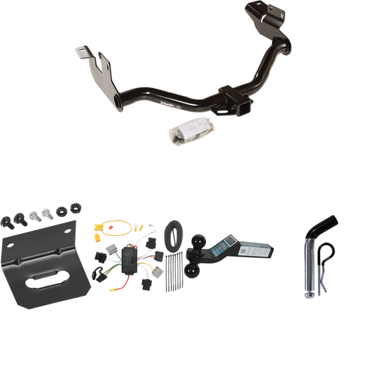 Se adapta al paquete de enganche de remolque Mazda Tribute 2005-2006 con arnés de cableado de 4 planos + soporte de bola doble bolas de remolque de 2" y 2-5/16" + pasador/clip + soporte de cableado de Draw-Tite