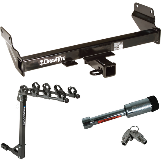 Fits 2022-2023 Jeep Grand Cherokee WK Trailer Hitch Tow PKG w/ 4 Bike Carrier Rack + Hitch Lock By Draw-Tite