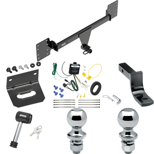 Fits 2012-2023 Tesla S Trailer Hitch Tow PKG w/ 4-Flat Wiring Harness + Draw-Bar + 1-7/8" + 2" Ball + Wiring Bracket + Hitch Lock By Reese Towpower