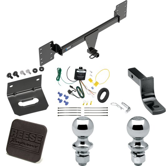 Fits 2012-2023 Tesla S Trailer Hitch Tow PKG w/ 4-Flat Wiring Harness + Draw-Bar + 1-7/8" + 2" Ball + Wiring Bracket + Hitch Cover By Reese Towpower