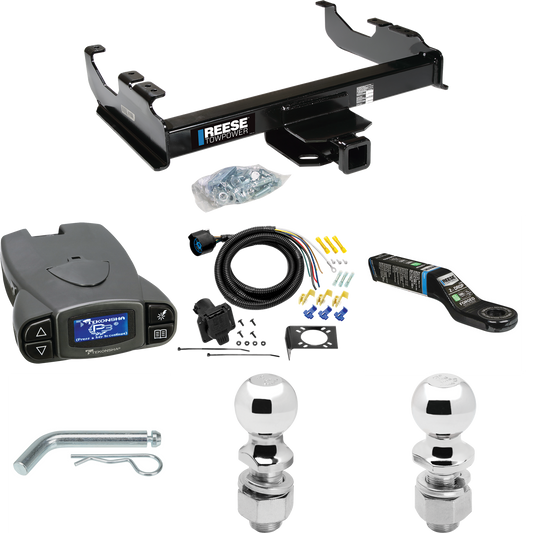 Se adapta al paquete de remolque con enganche para remolque GMC K35 1968-1974 con control de freno Tekonsha Prodigy P3 + cableado RV de 7 vías + soporte de bola y caída de 2" y 2-5/16" de Reese Towpower