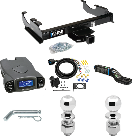 Fits 1985-1986 Chevrolet K30 Trailer Hitch Tow PKG w/ Tekonsha Prodigy P3 Brake Control + 7-Way RV Wiring + 2" & 2-5/16" Ball & Drop Mount (For w/34" Wide Frames Models) By Reese Towpower
