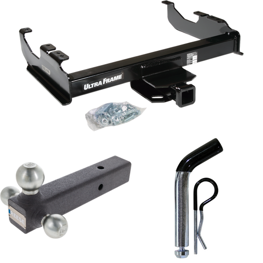 Fits 1985-1986 Chevrolet K30 Trailer Hitch Tow PKG w/ Triple Ball Ball Mount 1-7/8" & 2" & 2-5/16" Trailer Balls + Pin/Clip (For w/34" Wide Frames Models) By Draw-Tite