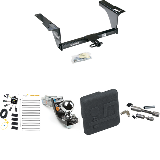 Fits 2010-2014 Subaru Legacy Trailer Hitch Tow PKG w/ 4-Flat Zero Contact "No Splice" Wiring Harness + Interlock Starter Kit w/ 2" Ball 2-1/2" Drop 2" Rise + Hitch Cover + Dual Hitch & Coupler Locks (For Sedan Models) By Draw-Tite