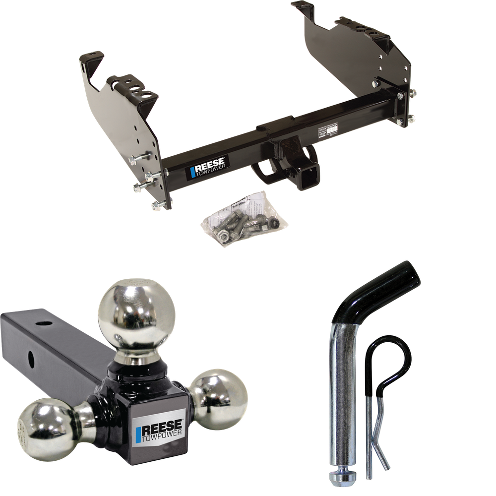 Fits 1963-1984 Chevrolet K10 Trailer Hitch Tow PKG w/ Triple Ball Ball Mount 1-7/8" & 2" & 2-5/16" Trailer Balls + Pin/Clip By Reese Towpower