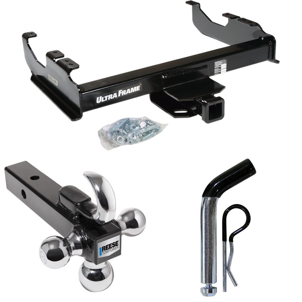 Fits 1963-1984 Chevrolet C10 Trailer Hitch Tow PKG w/ Triple Ball Ball Mount 1-7/8" & 2" & 2-5/16" Trailer Balls w/ Tow Hook + Pin/Clip By Draw-Tite