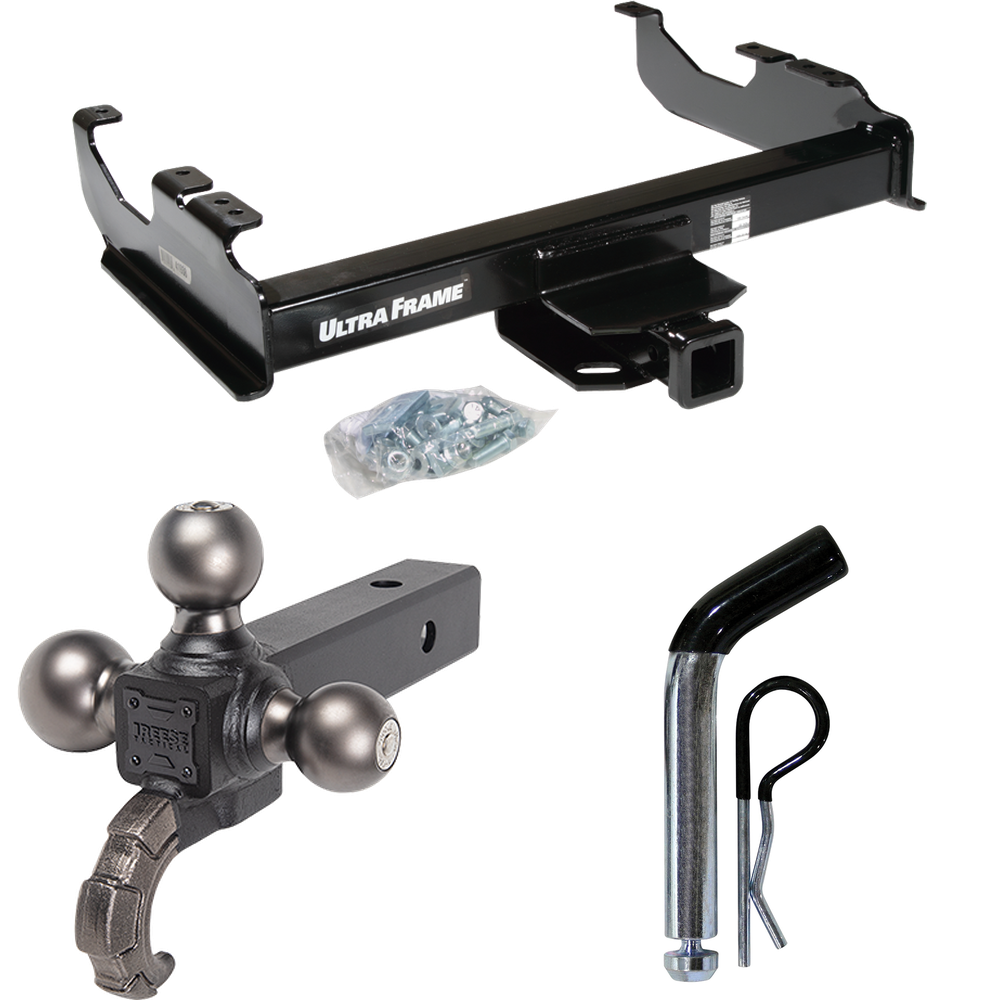 Fits 1973-1974 Chevrolet K30 Trailer Hitch Tow PKG w/ Triple Ball Ball Mount 1-7/8" & 2" & 2-5/16" Trailer Balls w/ Tow Hook + Pin/Clip By Draw-Tite