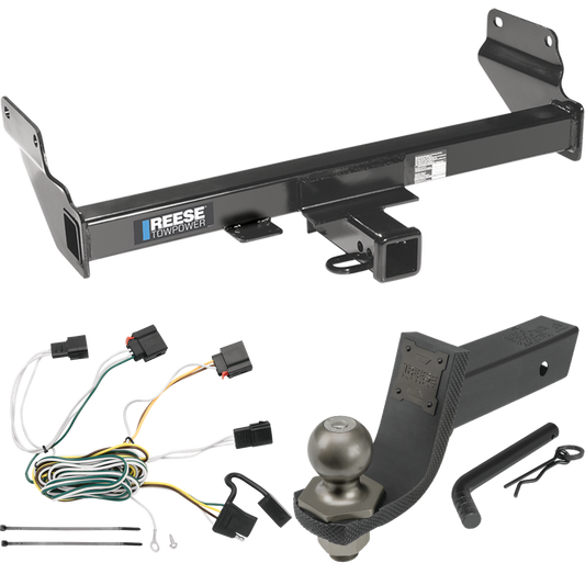 Fits 2011-2013 Jeep Grand Cherokee Trailer Hitch Tow PKG w/ 4-Flat Wiring + Interlock Tactical Starter Kit w/ 3-1/4" Drop & 2" Ball (Excludes: w/OEM Tow Hook Models) By Reese Towpower