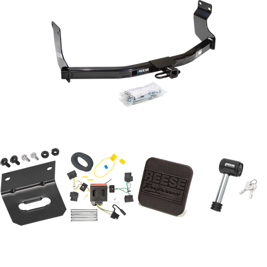 Fits 2008-2011 Mazda Tribute Trailer Hitch Tow PKG w/ 4-Flat Wiring Harness + Hitch Cover + Hitch Lock By Reese Towpower