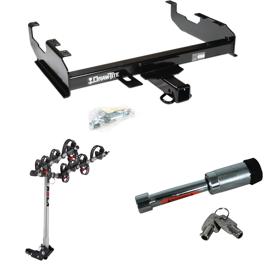 Fits 1969-1970 International 1100D Trailer Hitch Tow PKG w/ 4 Bike Carrier Rack + Hitch Lock By Draw-Tite