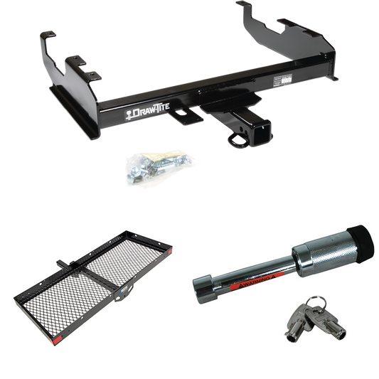 Fits 1963-1986 Chevrolet K20 Trailer Hitch Tow PKG w/ 48" x 20" Cargo Carrier + Hitch Lock (For w/8' Bed Models) By Draw-Tite