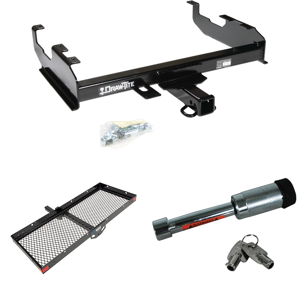 Se adapta al paquete de remolque con enganche para remolque GMC K25 1967-1978 con transportador de carga de 48" x 20" + bloqueo de enganche (para modelos con plataforma de 8') de Draw-Tite