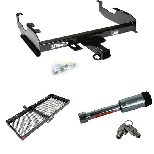 Fits 1967-1978 GMC K25 Trailer Hitch Tow PKG w/ 48" x 20" Cargo Carrier + Hitch Lock (For w/8' Bed Models) By Draw-Tite